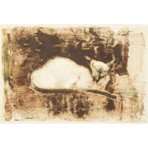 378 - Sven BERLIN (1911-1999) Siamese Cat, 1949 Monoprint (oil on paper), signed twice and dated 1949, 24 ... 