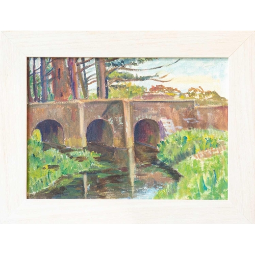 38 - Elizabeth Lamorna KERR (1905-1990) Arched Bridge Oil on board, 24.5 xx 34.5cm, 34 x 44cm framed.