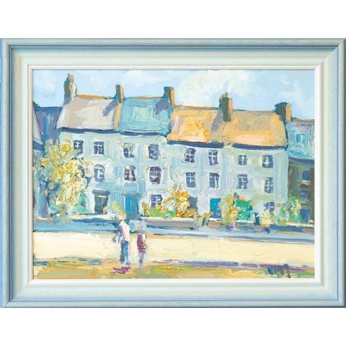 382 - Bob VIGG (1932-2001) Town Houses Oil on board, signed, 29 x 39cm, 37 x 47cm framed.