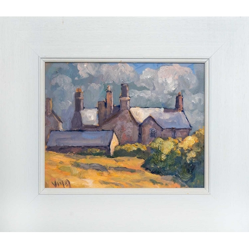 383 - Bob VIGG (1932-2001) Botallack Manor Oil on board, signed, 19cm x 24cm, 33cm x 38.5cm framed. The Es... 