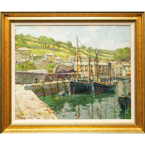 39 - Hurst BALMFORD (1871-1950) Mevagissey Harbour Oil on board, signed, 44 x 53.5cm, 57 x 67cm framed. T... 