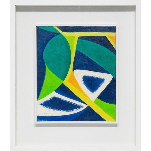 398 - Joyce TURNER (1920-2020) Untitled abstract Oil on board, signed, 30 x 25cm, 49 x 42cm framed.