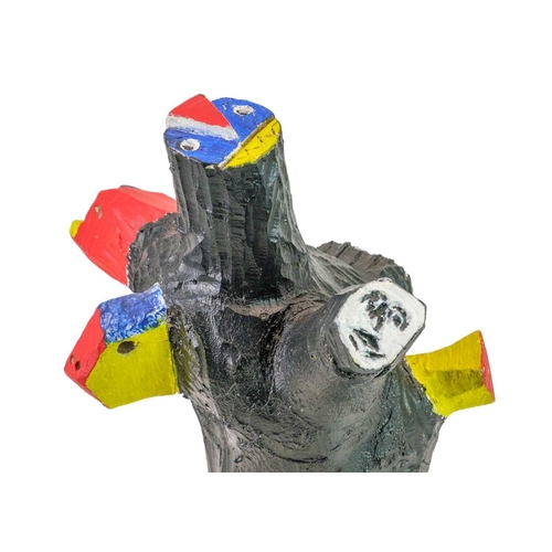 408 - Paul BENYOVITS (1964) Tree of Fools Painted wood, initialled to base, height 44cm.