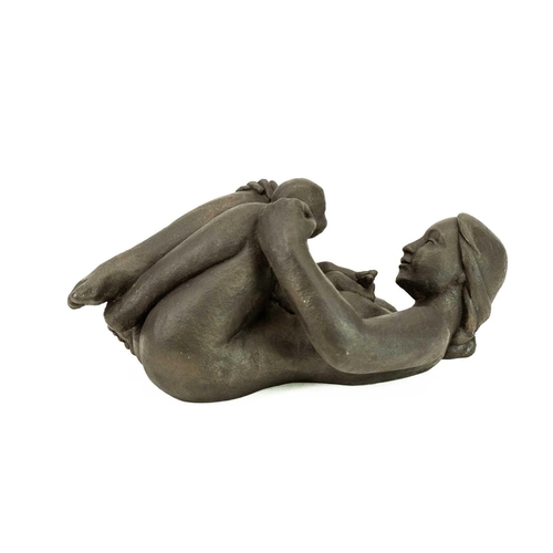 414 - Theresa GILDER (XX) Reclining Mother and Child Cold cast bronze, signed and inscribed to base, numbe... 