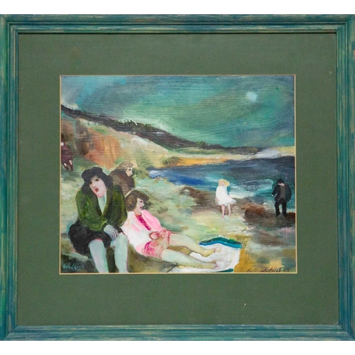 417 - Gill WATKISS (1938-2024) Evening, Perranuthnoe Beach (1989) Oil on board, signed and dated '89, furt... 