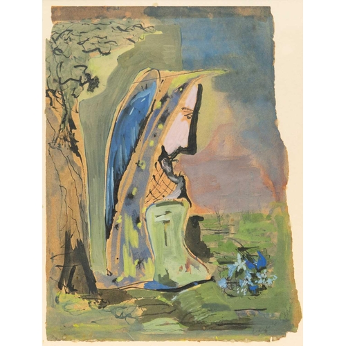 471 - Cecil COLLINS (1908-1989) Untitled Gouache, indistinctly signed, 29 x 22cm irregular, framed 45.5 x ... 