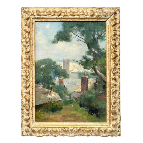 51 - Sydney Mortimer LAURENCE (1865-1940) St Ives Through the Trees Oil on canvas, signed, 35 x 25cm, fra... 