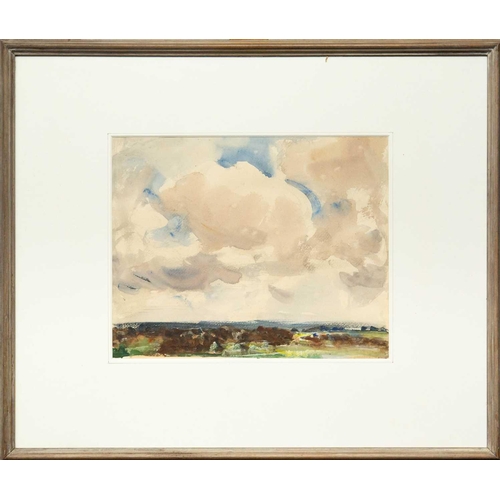 534 - George CLAUSEN (1852-1944) Country Landscape Watercolour, signed, 31 x 38.5cm, 60 x 70cm framed.