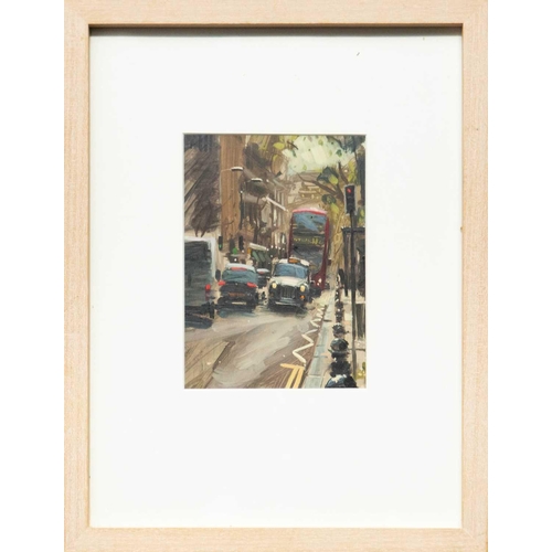 535 - Tom HUGHES (1965) King's Road, Chelsea Oil on card, signed and titled verso, 21cm x 15cm, 44cm x 34c... 