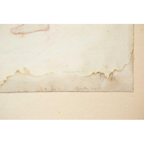 539 - Henry James HOLIDAY (1839-1927) Charity Conte on paper, signed with initials and titled, 34 x 26cm, ... 