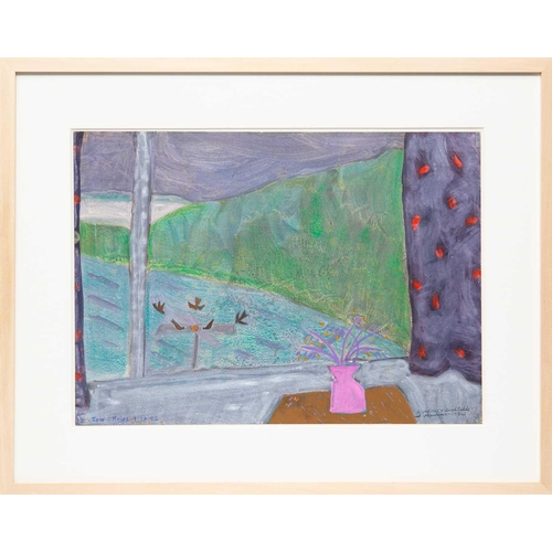 54 - Jane O'MALLEY (1944-2023) Window & Bird Table, St. Martin's (1982) Gouache, signed, inscribed and da... 