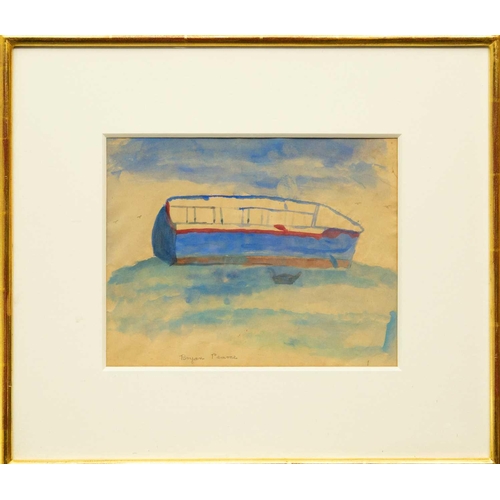 55 - § Bryan PEARCE (1929-2006) Blue Boat, St Ives Watercolour, signed, 25 x 31cm, framed 45 x 51cm A gif... 