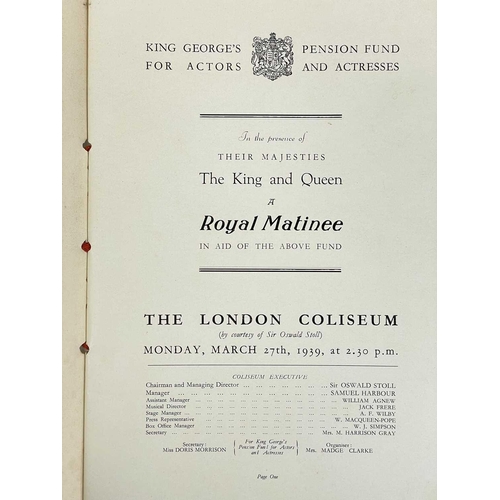 575 - Four publications Matinee performance for King George’s Pension Fund for Actor and Actresses. Cover ... 