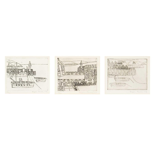 61 - Bryan PEARCE (1929-2006) Three etchings  'The Steamboat at Newlyn', 'The Lady Chapel - Chy An Eglos ... 