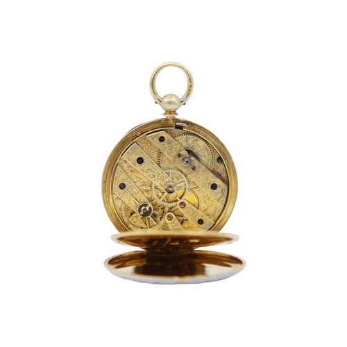 1 - An attractive 18ct and enamel lady's fob pocket watch by Henry Capt, Geneve. The gilt engraved 33mm ... 