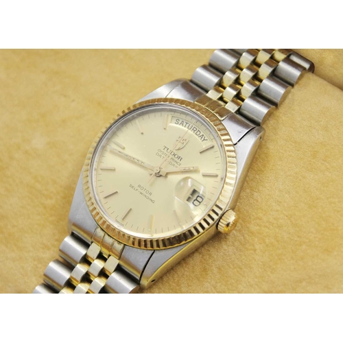 110 - TUDOR - An Oyster Prince Date-Day gold and stainless steel gentleman's wristwatch. Reference no. 946... 