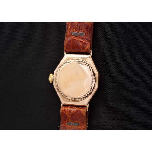 129 - ROLEX - An early Oyster 1930's 9ct octagonal cased mid-sized gentleman's manual wind wristwatch. Cir... 