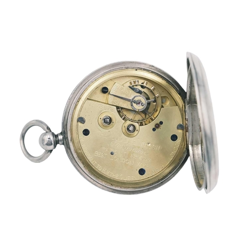 14 - J. W. BENSON - A 'Ludgate' silver cased key wind open face pocket watch. The signed dial with black ... 