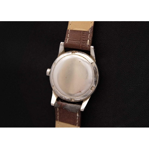 154 - OMEGA - An automatic 'bumper' stainless steel gentleman's wristwatch. Cal. 351, circa 1950, the sign... 