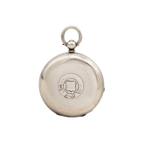 16 - A selection of three silver-cased key wind cylinder fob pocket watches. Each with engraved cases. Ea... 