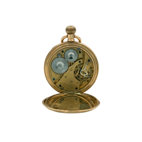 171 - A Waltham Traveler gold plated crown wind pocket watch for repair or spares. The movement no. 155148... 