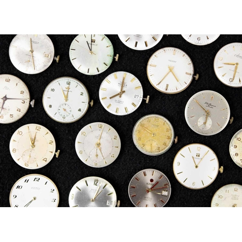 180 - A quantity of gentleman's manual wind watch movements and dials for repairs and spares. Circular dia... 