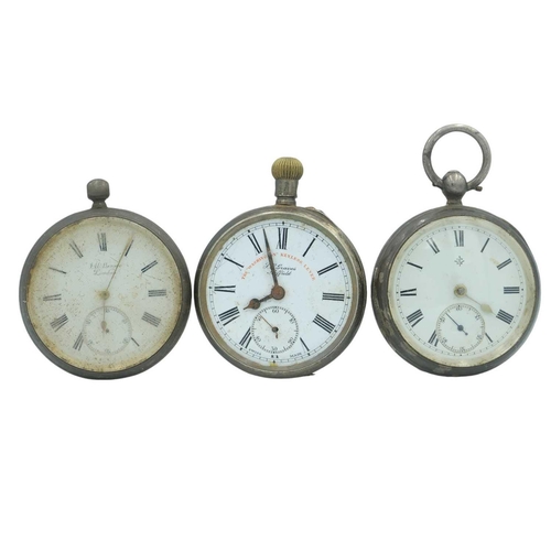 185 - A collection of six silver-cased lever pocket watches for repairs or spares. To include a J. W. Bens... 