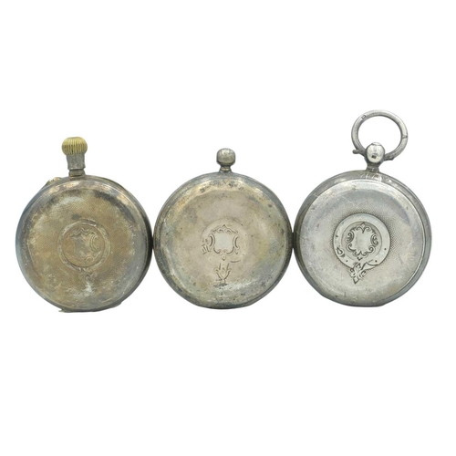 185 - A collection of six silver-cased lever pocket watches for repairs or spares. To include a J. W. Bens... 