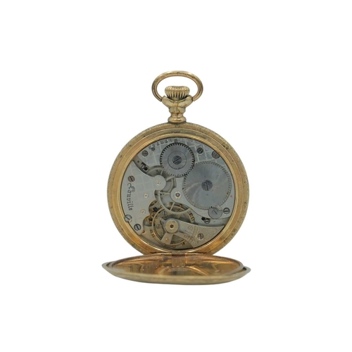 187 - A group of four American gold-plated crown wind pocket watches for repair or spares. To include a Wa... 