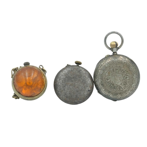 188 - A selection of pocket watches for repairs or spares. Including a gun metal button hole watch, three ... 