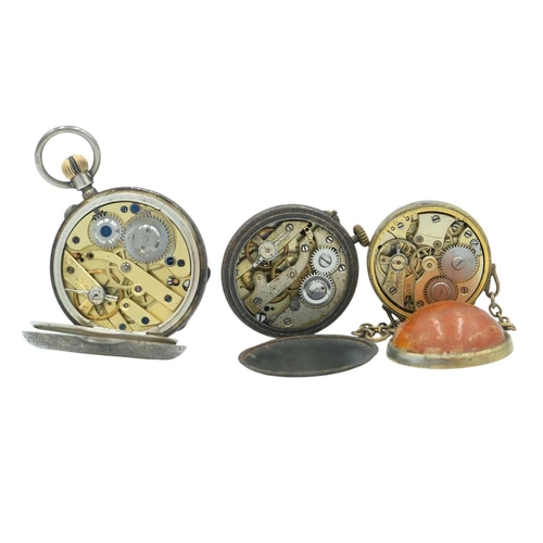 188 - A selection of pocket watches for repairs or spares. Including a gun metal button hole watch, three ... 