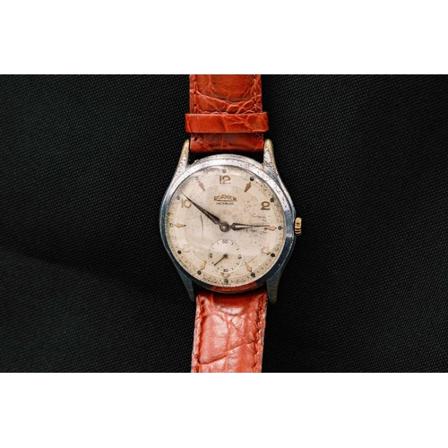 208 - Three vintage Arabic numeral gents wristwatches To include a Roamer, 38mm, Rone, 36mm, and a Phillit... 