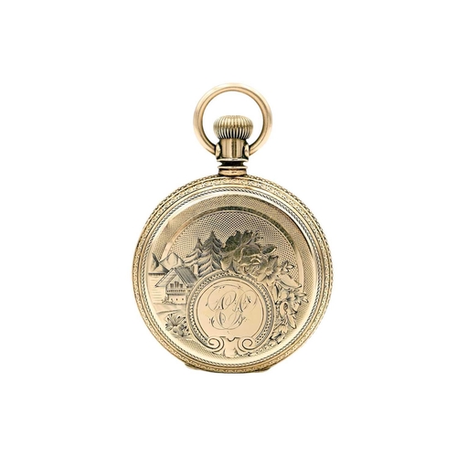 21 - ELGIN NATIONAL WATCH COMPANY - A gold-plated full hunter crown wind lever pocket watch. The signed w... 