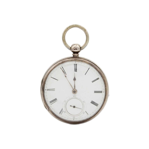 218 - A silver cased key-wind fusee lever pocket watch by M Steiert London. The unsigned dial with Roman n... 