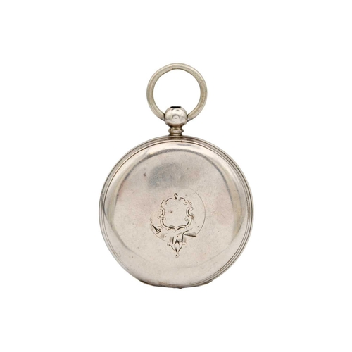 218 - A silver cased key-wind fusee lever pocket watch by M Steiert London. The unsigned dial with Roman n... 