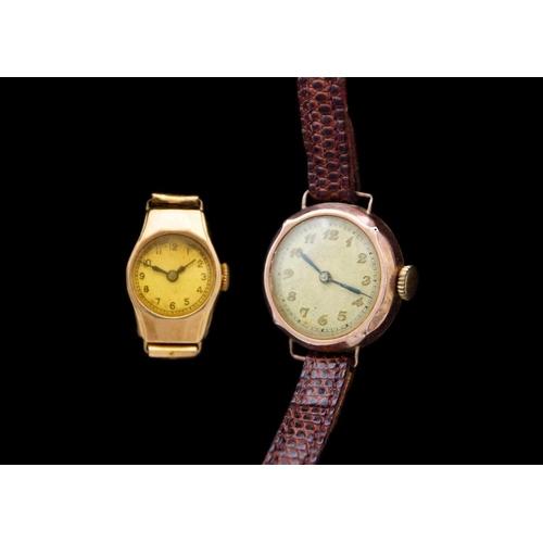 230 - Two 9ct cased lady's manual wind wristwatches. One with circular case and Swiss 15 jewel movement, C... 