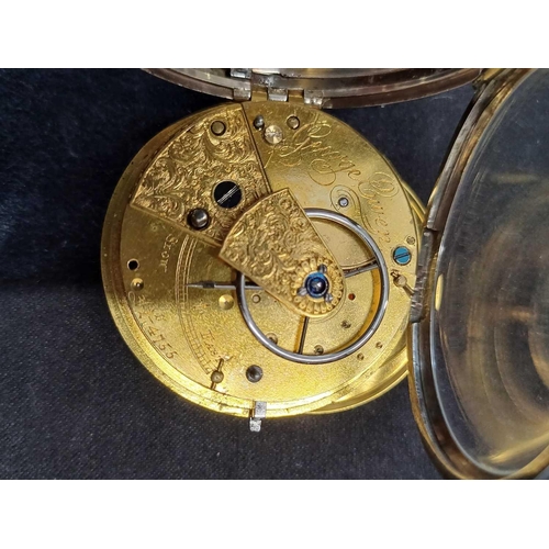 27 - An early Victorian silver cased fusee lever key wind open face pocket watch. The cream enamel dial w... 