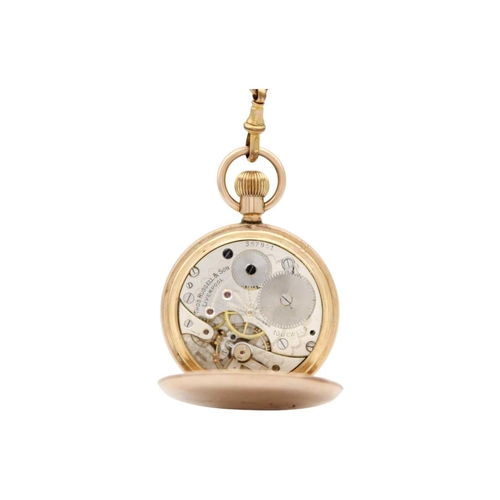 28 - A gold-plated full hunter crown wind pocket watch by Thomas Russell & Son Liverpool. The signed 40mm... 