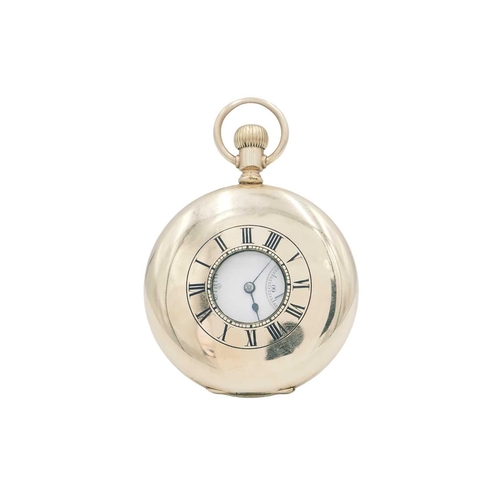 37 - ELGIN - A gold plated half hunter crown wind pocket watch. The lever movement numbered 10541558, Key... 