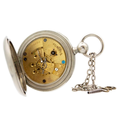 42 - An Elgin nickel cased pocket watch, a silver cased fob watch and a Railway Time Keeper nickel case. ... 