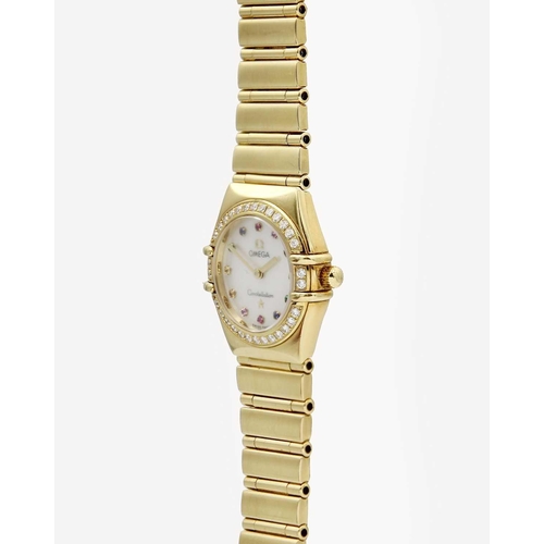 47 - OMEGA - An 18ct Constellation 'Iris My Choice' lady's quartz wristwatch with diamond-set bezel. Ref.... 