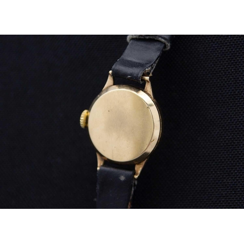 64 - CYMA - A Cymaflex 9ct cased lady's manual wind wristwatch. The signed 18mm silvered dial with gilt A... 