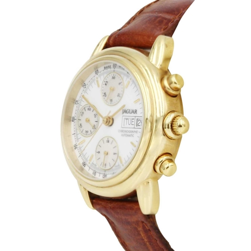 65 - JAGUAR - A gentleman's automatic chronograph gold-plated wristwatch. Ref. JS196/1, with signed 29mm ... 