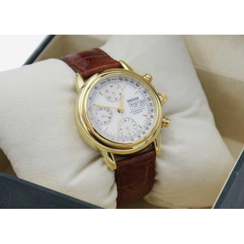 65 - JAGUAR - A gentleman's automatic chronograph gold-plated wristwatch. Ref. JS196/1, with signed 29mm ... 