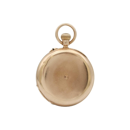 7 - J.W. BENSON - A 9ct rose gold full hunter crown wind lever pocket watch. The signed white enamel dia... 