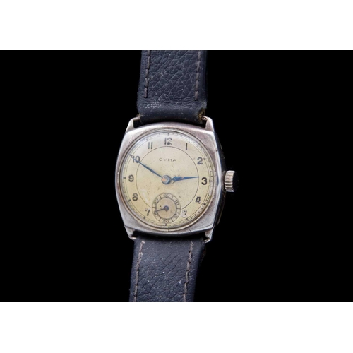 71 - CYMA - A 1930's silver-cased mid-sized manual wind wristwatch, and a Rodania Aquaseal incabloc. The ... 