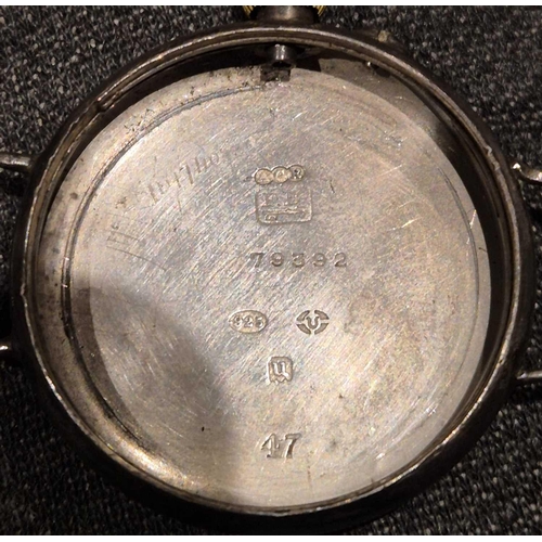 79 - LONGINES - A very rare silver Borgel military trench watch circa 1915. The black dial with luminous ... 