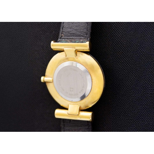 87 - ZENITH - A gold-plated unisex quartz wristwatch. Ref. 27.2010.081, circa 1970, signed 22mm black dia... 