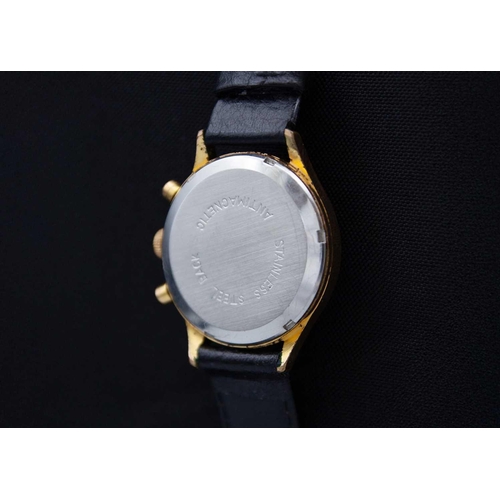 89 - ERIC - A reverse 'panda' chronograph gold plated gentleman's manual wind wristwatch. The 32mm signed... 