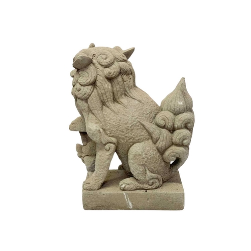 29 - A pair of reconstituted stone dogs of Fo. Height 29cm, together with two terracotta planters, moulde... 